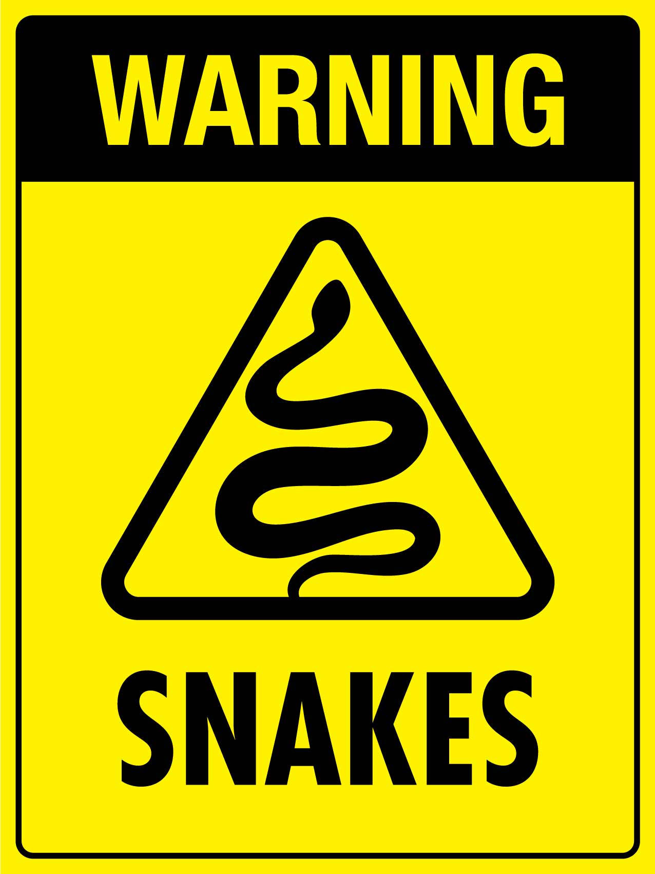 Warning Snakes Icon Bright Yellow Sign