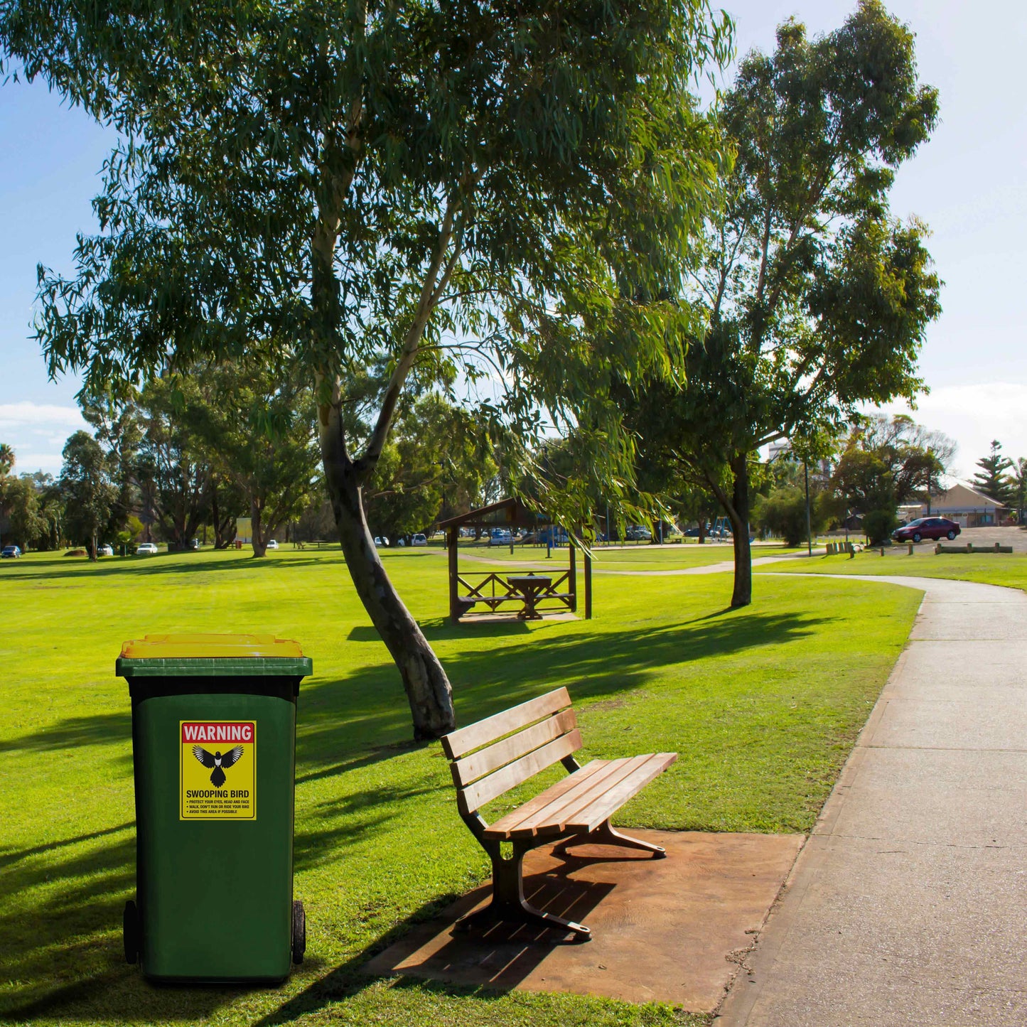 Warning Swooping Bird Wheelie Bin Sticker
