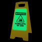 Glow In The Dark - Yellow A-Frame - Warning Forklifts In Use