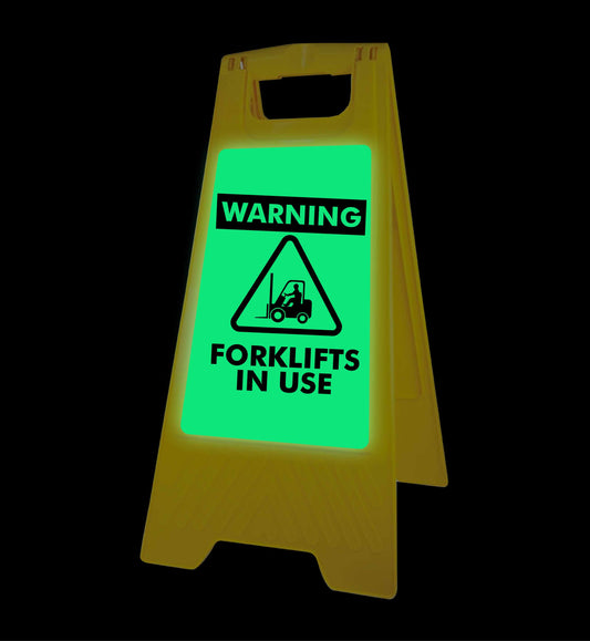 Glow In The Dark - Yellow A-Frame - Warning Forklifts In Use