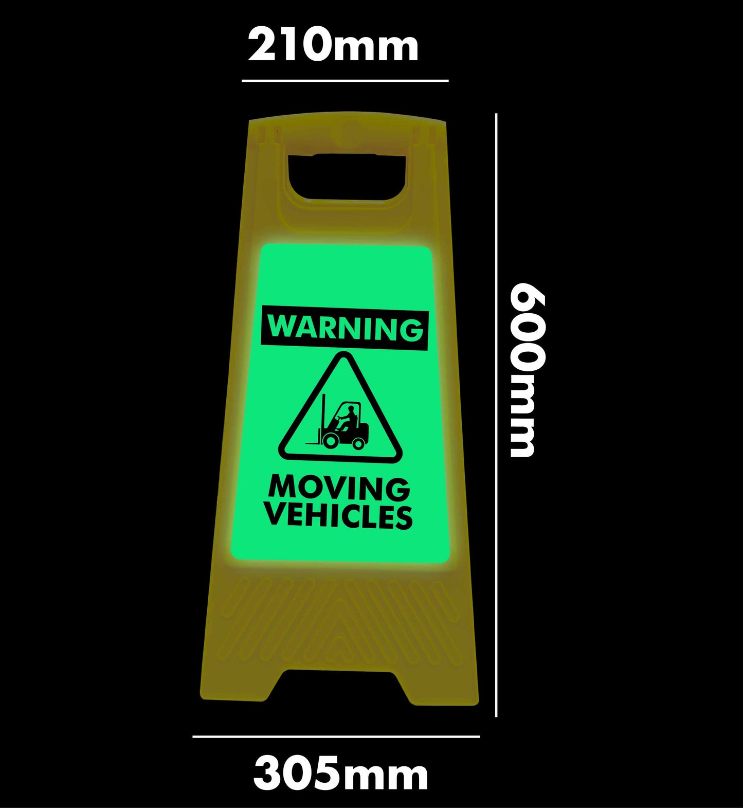 Glow In The Dark - Yellow A-Frame - Warning Moving Vehicles