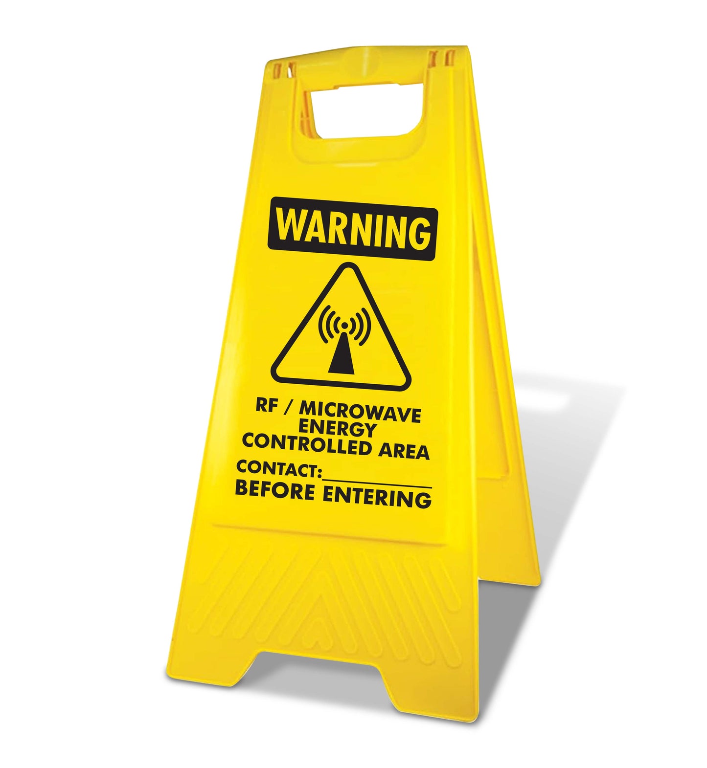 Yellow A-Frame - Warning RF Microwave Energy Controlled Area