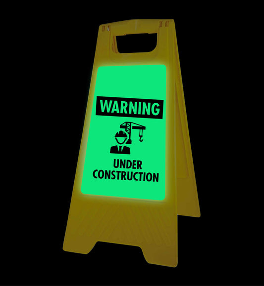 Glow In The Dark - Yellow A-Frame - Warning Under Construction
