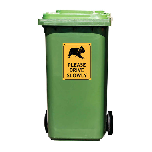 Koala Please Drive Slowly Wheelie Bin Sticker