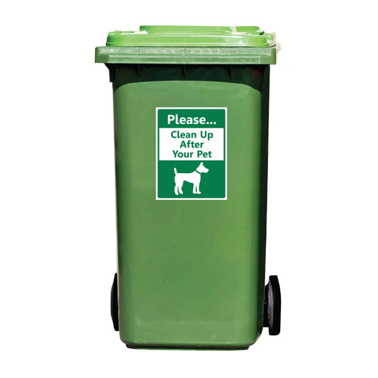 Please Clean Up After Your Pet Green Wheelie Bin Stickers