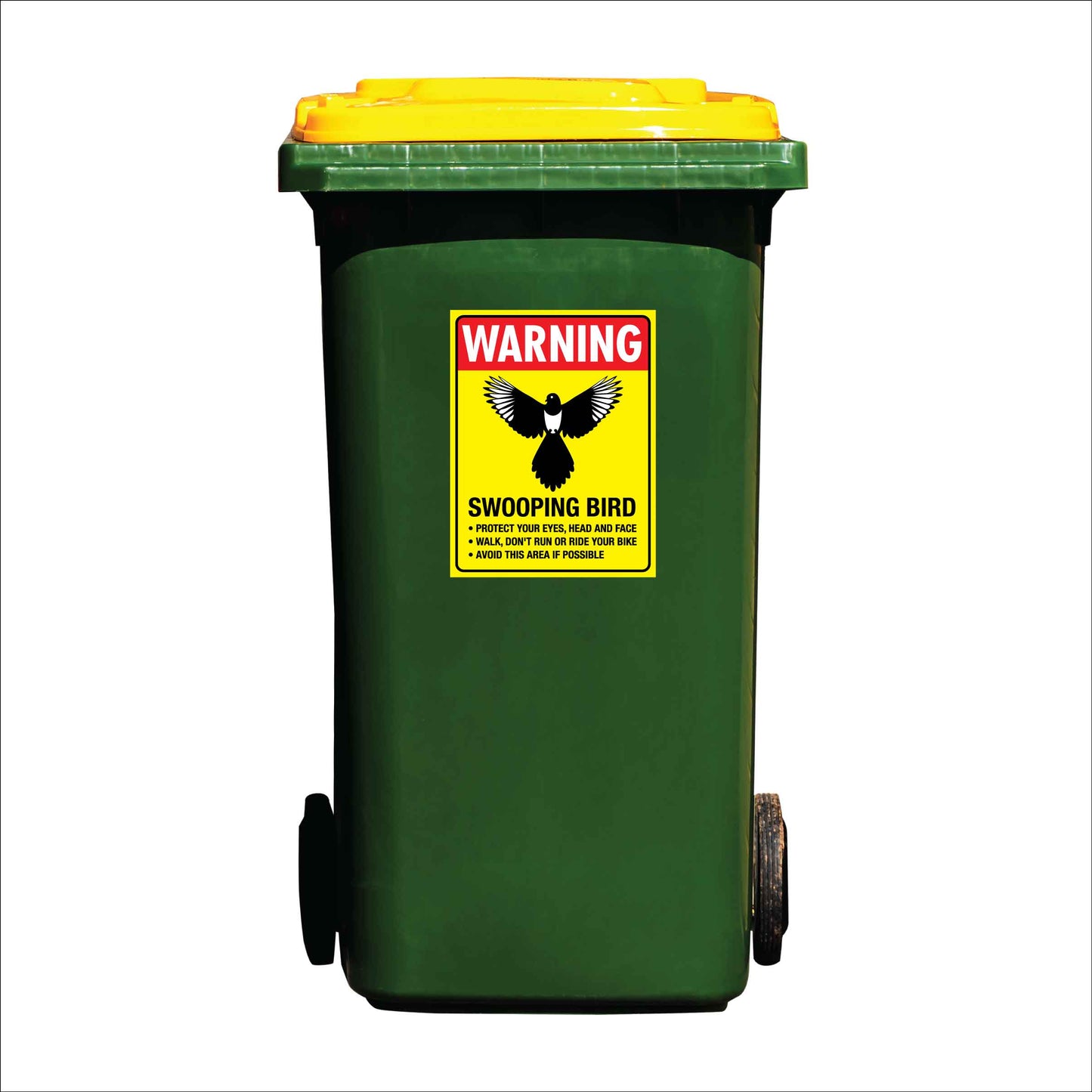 Warning Swooping Bird Wheelie Bin Sticker