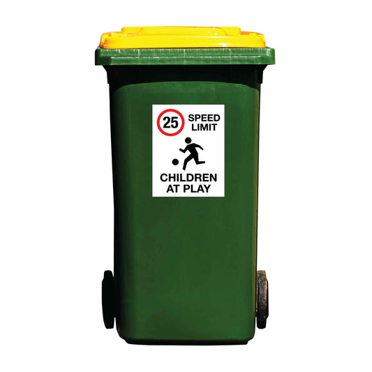 25km Speed Limit Children At Play Wheelie Bin Stickers