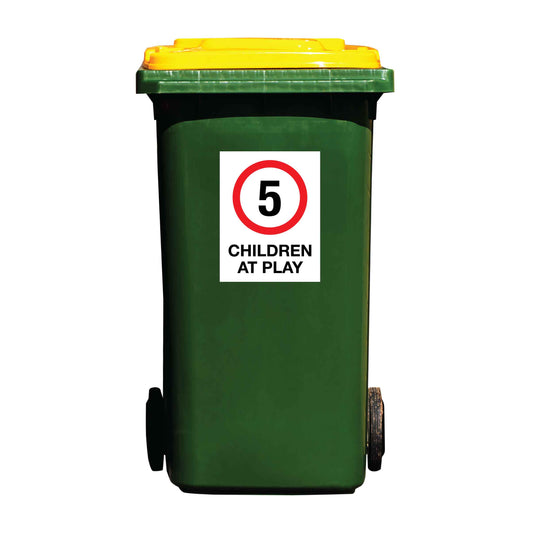 Children At Play 5km Speed Limit Wheelie Bin Stickers