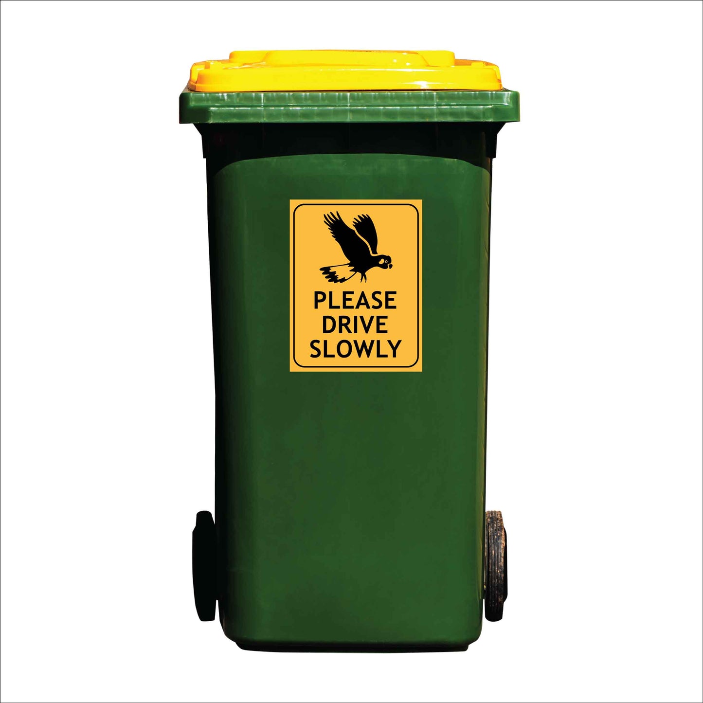 Black Cockatoo Please Drive Slowly Wheelie Bin Sticker