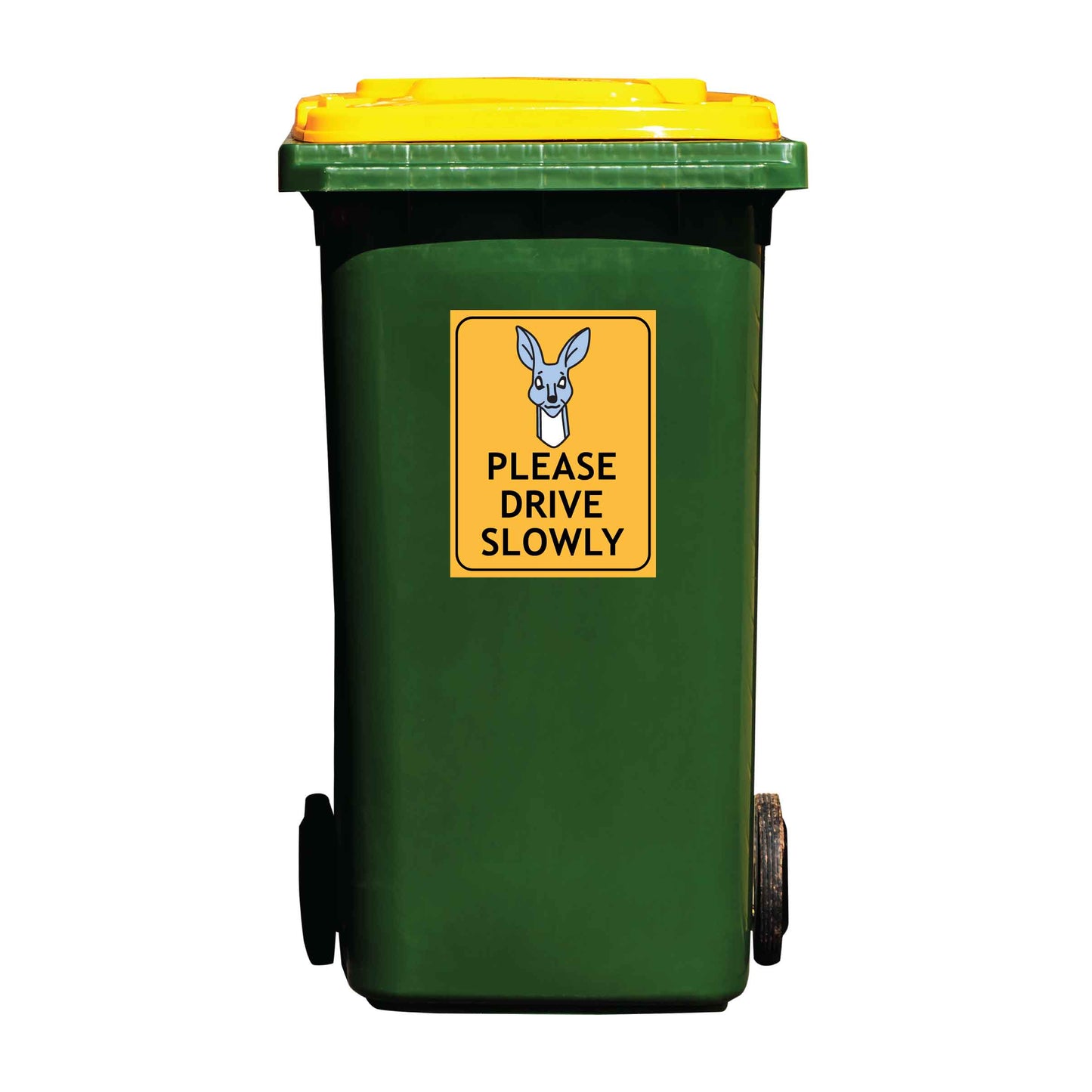 Kangaroo Cartoon Please Drive Slowly Wheelie Bin Sticker