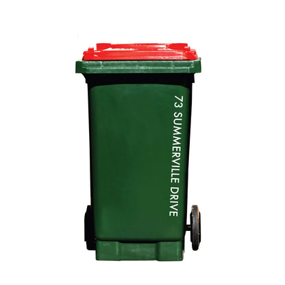 Custom Vertical Wheelie Bin Street Name & Number Sticker