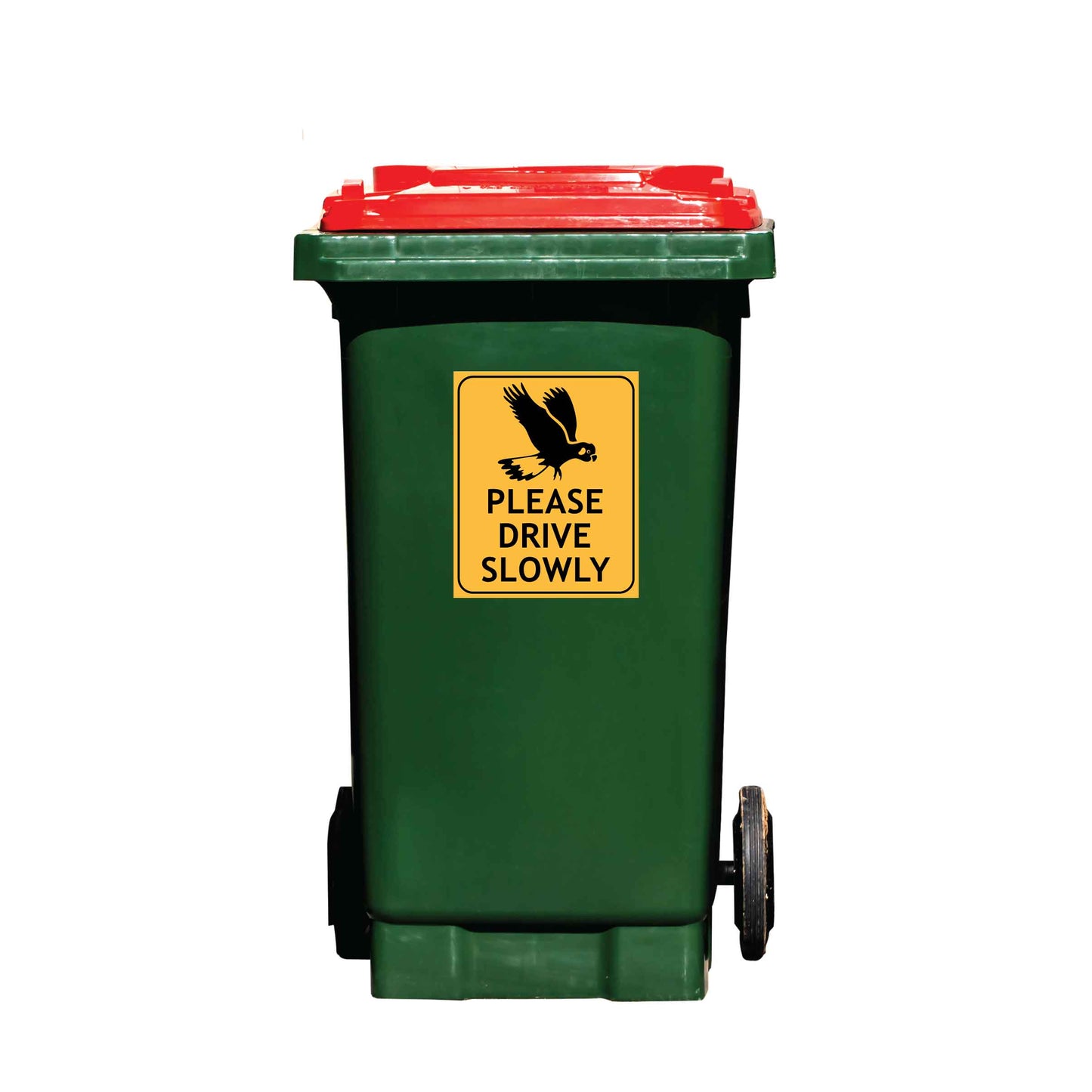 Black Cockatoo Please Drive Slowly Wheelie Bin Sticker