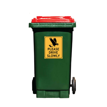 Black Cockatoo Please Drive Slowly Wheelie Bin Sticker