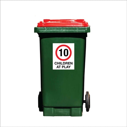 Children At Play 10km Speed Limit Wheelie Bin Stickers