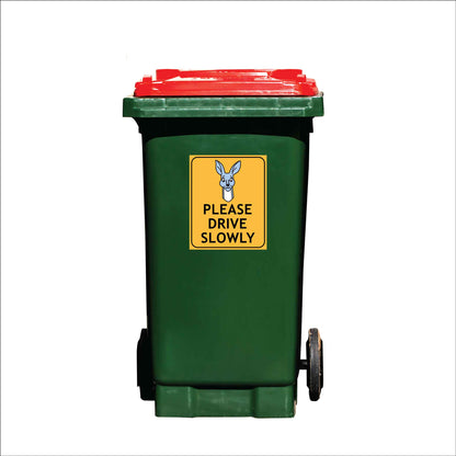 Kangaroo Please Drive Slowly Wheelie Bin Sticker