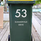 Custom Wheelie Bin Street Name & Number Sticker