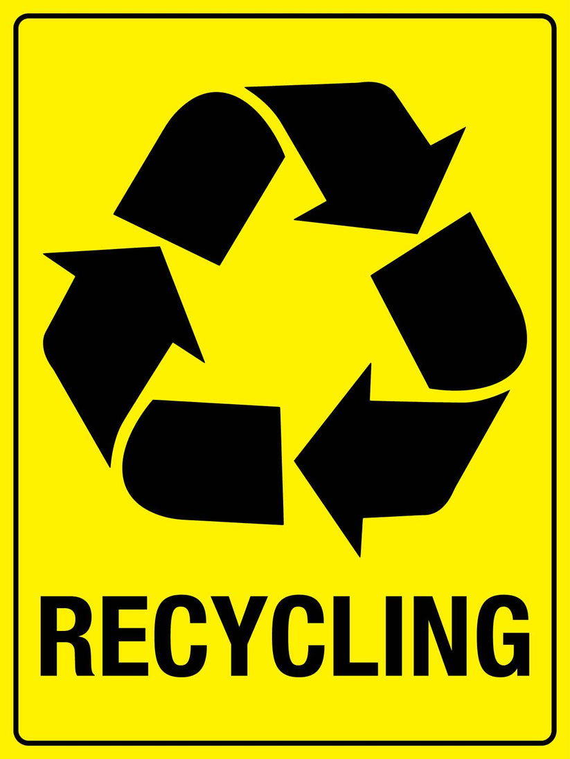 Yellow Recycling Symbol Sign New Signs
