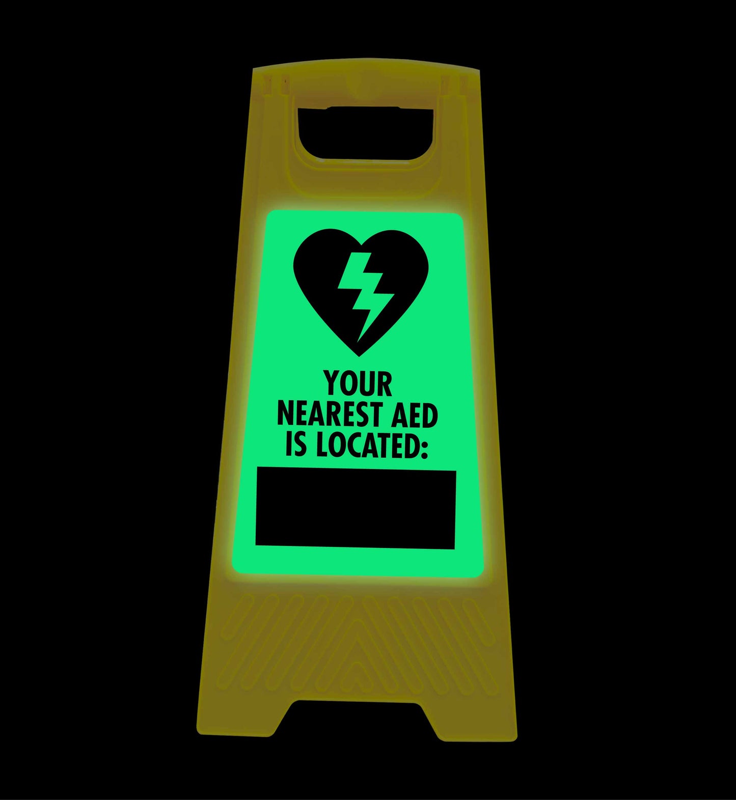 Glow In The Dark - Yellow A-Frame - Your Nearest AED is Located