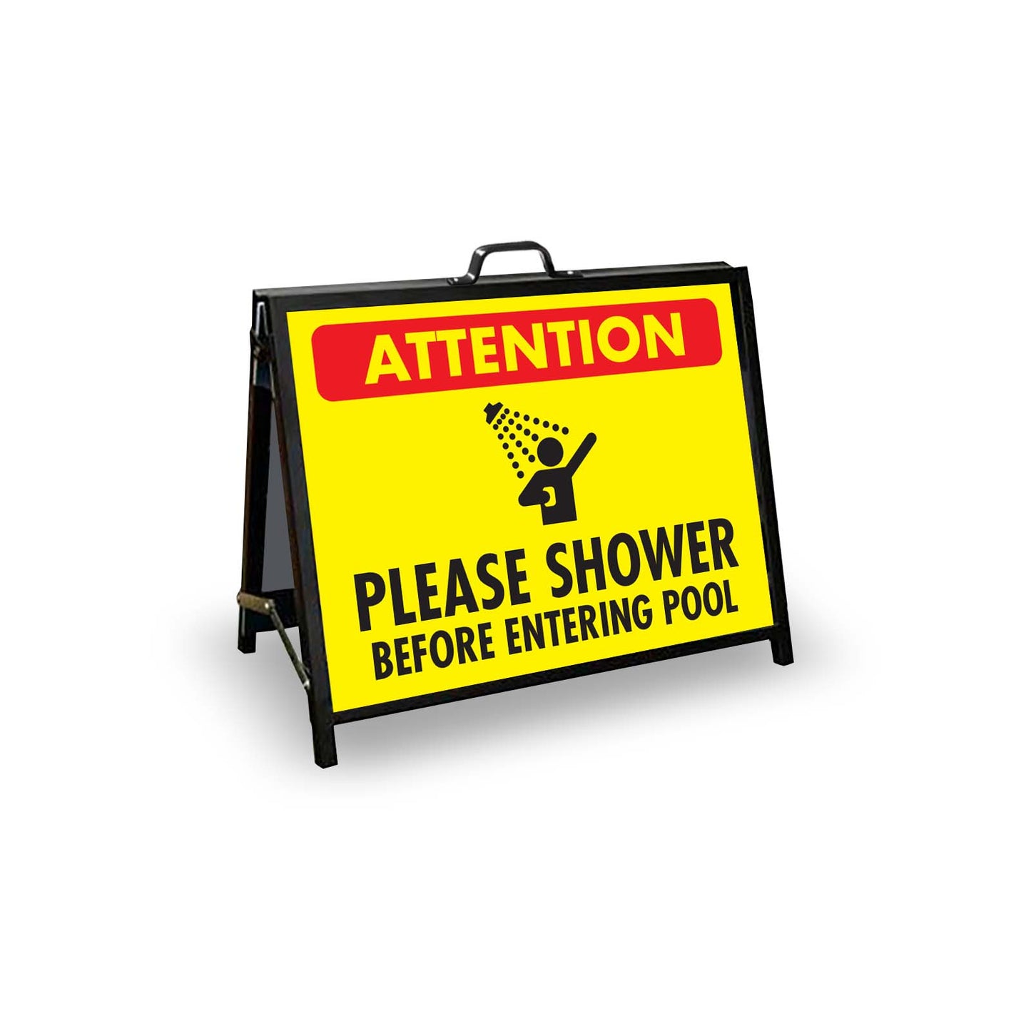 A - Frame Landscape Black - Attention Please Shower Before Entering Pool Corflute Inserts - New Signs