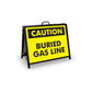 A - Frame Landscape Black - Caution Buried Gas Line Corflute Inserts - New Signs