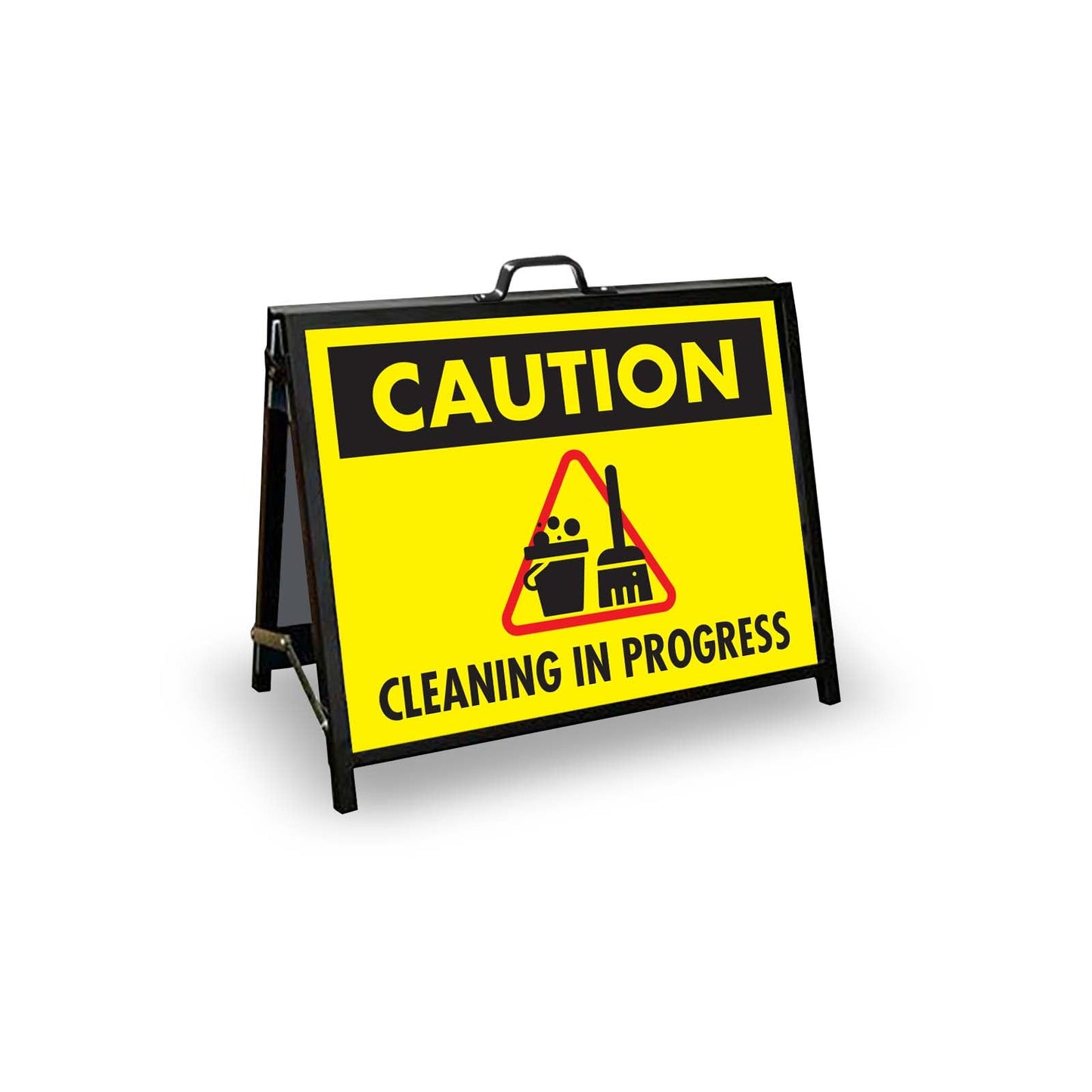 A - Frame Landscape Black - Caution Cleaning In Progress Corflute Inserts - New Signs