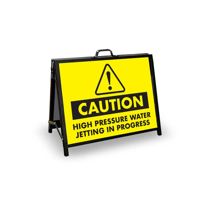 A - Frame Landscape Black - Caution High Pressure Water Jetting In Progress Corflute Inserts - New Signs
