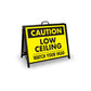 A - Frame Landscape Black - Caution Low Ceiling Corflute Inserts - New Signs