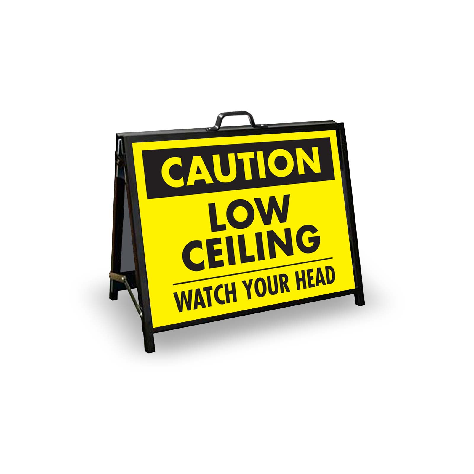 A - Frame Landscape Black - Caution Low Ceiling Corflute Inserts - New Signs