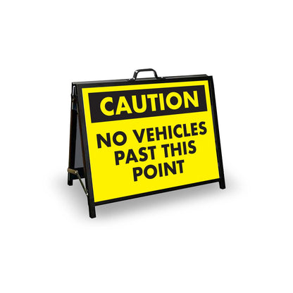 A - Frame Landscape Black - Caution No Vehicles Past This Point Corflute Inserts - New Signs