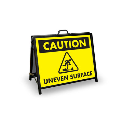 A - Frame Landscape Black - Caution Uneven Surface Corflute Inserts - New Signs