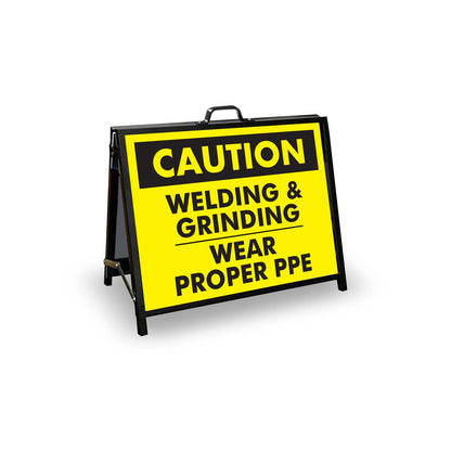 A - Frame Landscape Black - Caution Welding & Grinding Corflute Inserts - New Signs