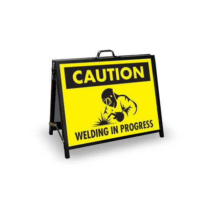 A - Frame Landscape Black - Caution Welding In Progress Corflute Inserts - New Signs