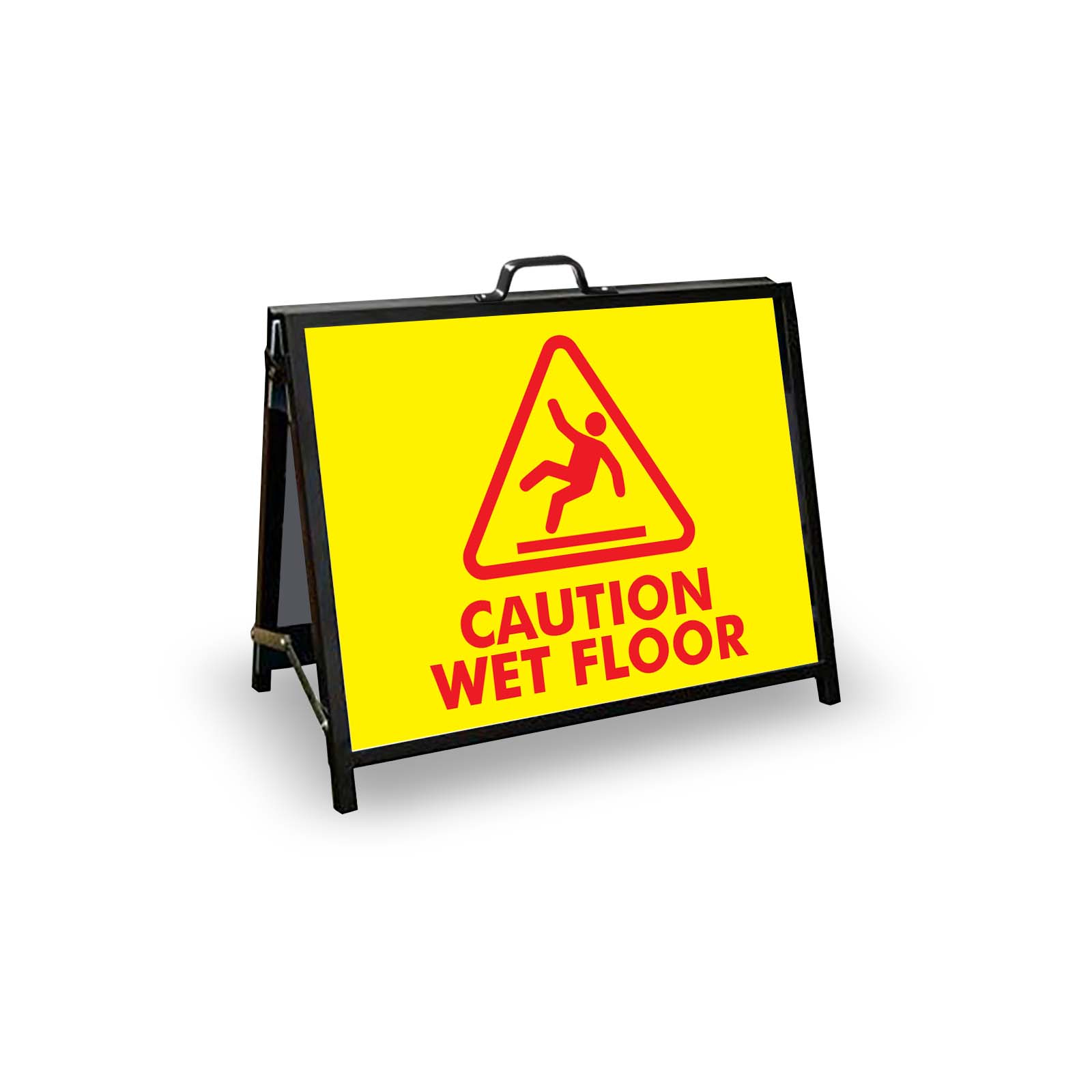 A - Frame Landscape Black - Caution Wet Floor Red Corflute Inserts - New Signs