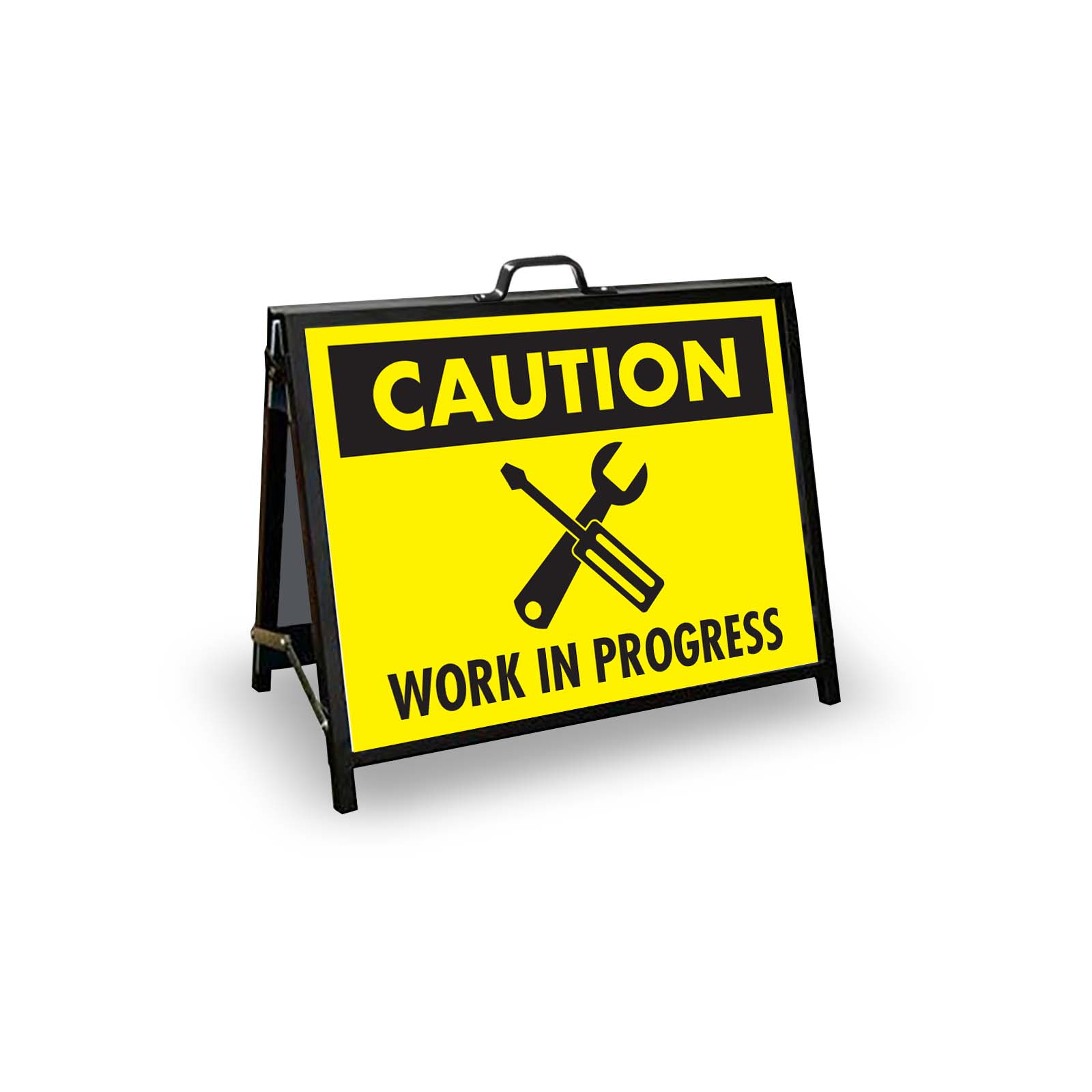 A - Frame Landscape Black - Caution Work In Progress Corflute Inserts - New Signs