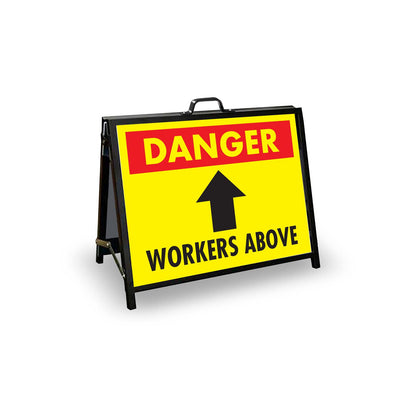 A - Frame Landscape Black - Danger Workers Above Corflute Inserts - New Signs
