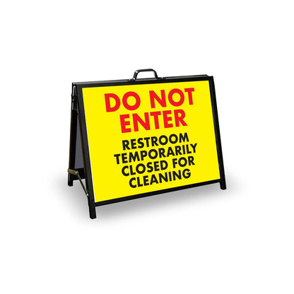 A - Frame Landscape Black - Do Not Enter Restroom Temporarily Closed For Cleaning Corflute Inserts - New Signs