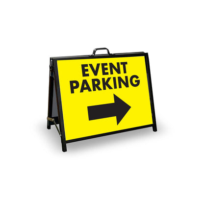 A - Frame Landscape Black - Event Parking Right Arrow Corflute Inserts - New Signs