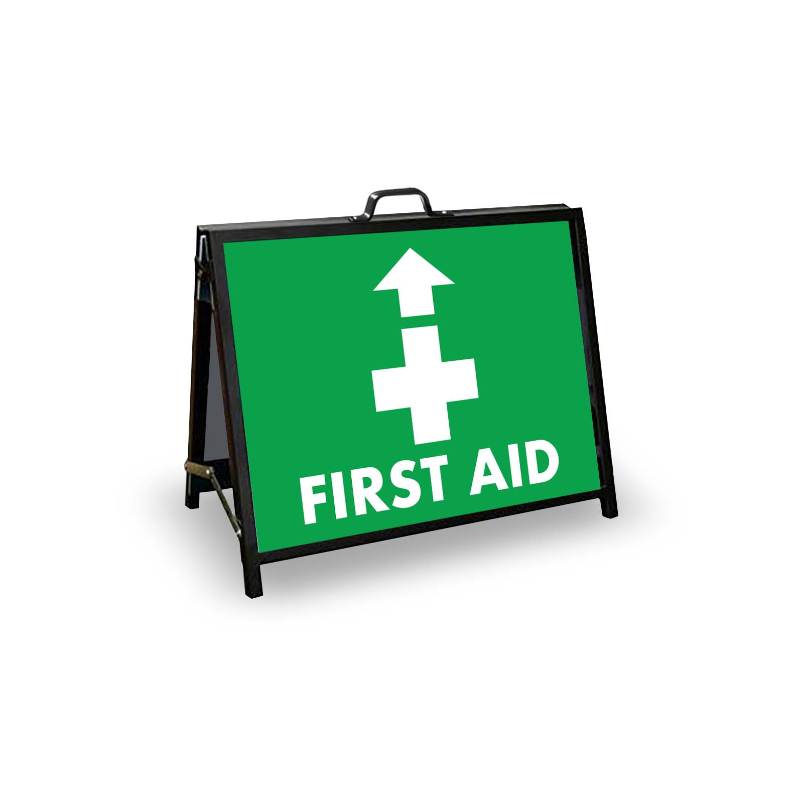 A - Frame Landscape Black - First Aid Arrow Up Corflute Inserts - New Signs