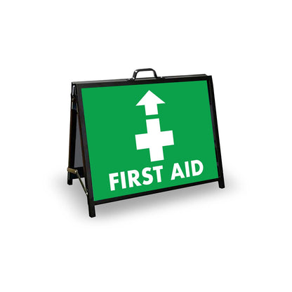 A - Frame Landscape Black - First Aid Arrow Up Corflute Inserts - New Signs