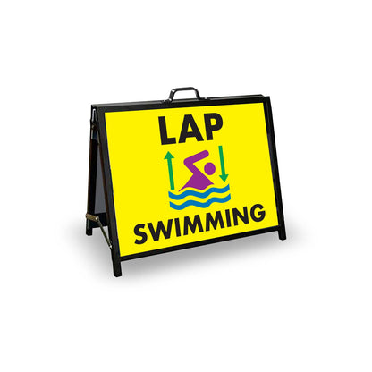 A - Frame Landscape Black - Lap Swimming Corflute Inserts - New Signs