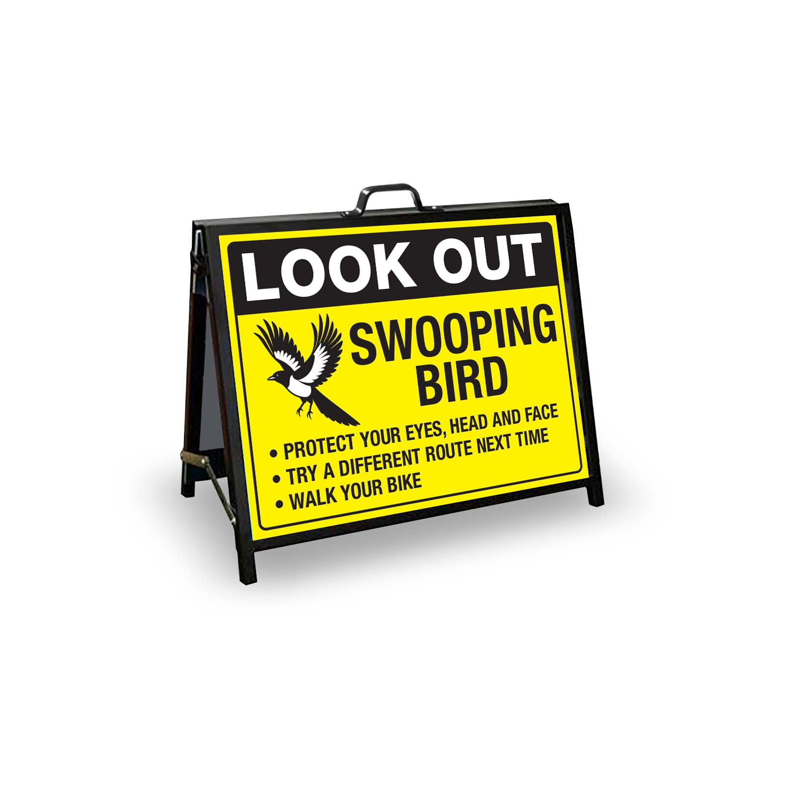 A - Frame Landscape Black - Look Out Swooping Bird - New Signs