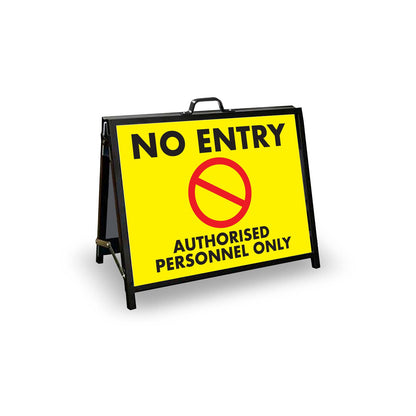 A - Frame Landscape Black - No Entry Authorised Personnel Only Corflute Inserts - New Signs