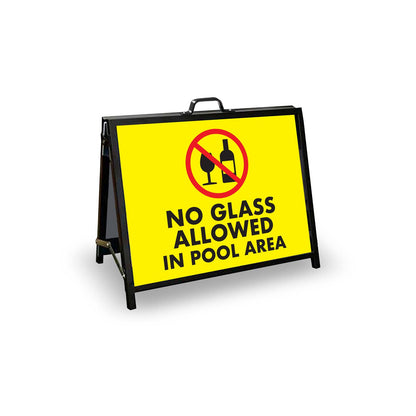 A - Frame Landscape Black - No Glass Allowed In Pool Area Corflute Inserts - New Signs