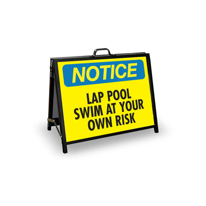 A - Frame Landscape Black - Notice Lap Pool Corflute Inserts - New Signs