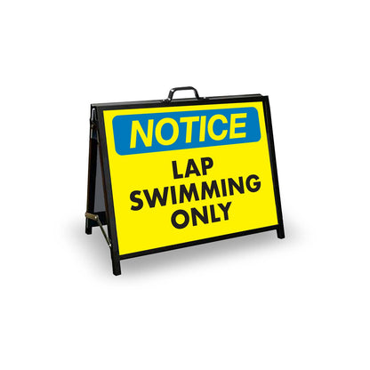 A - Frame Landscape Black - Notice Lap Swimming Only Corflute Inserts - New Signs