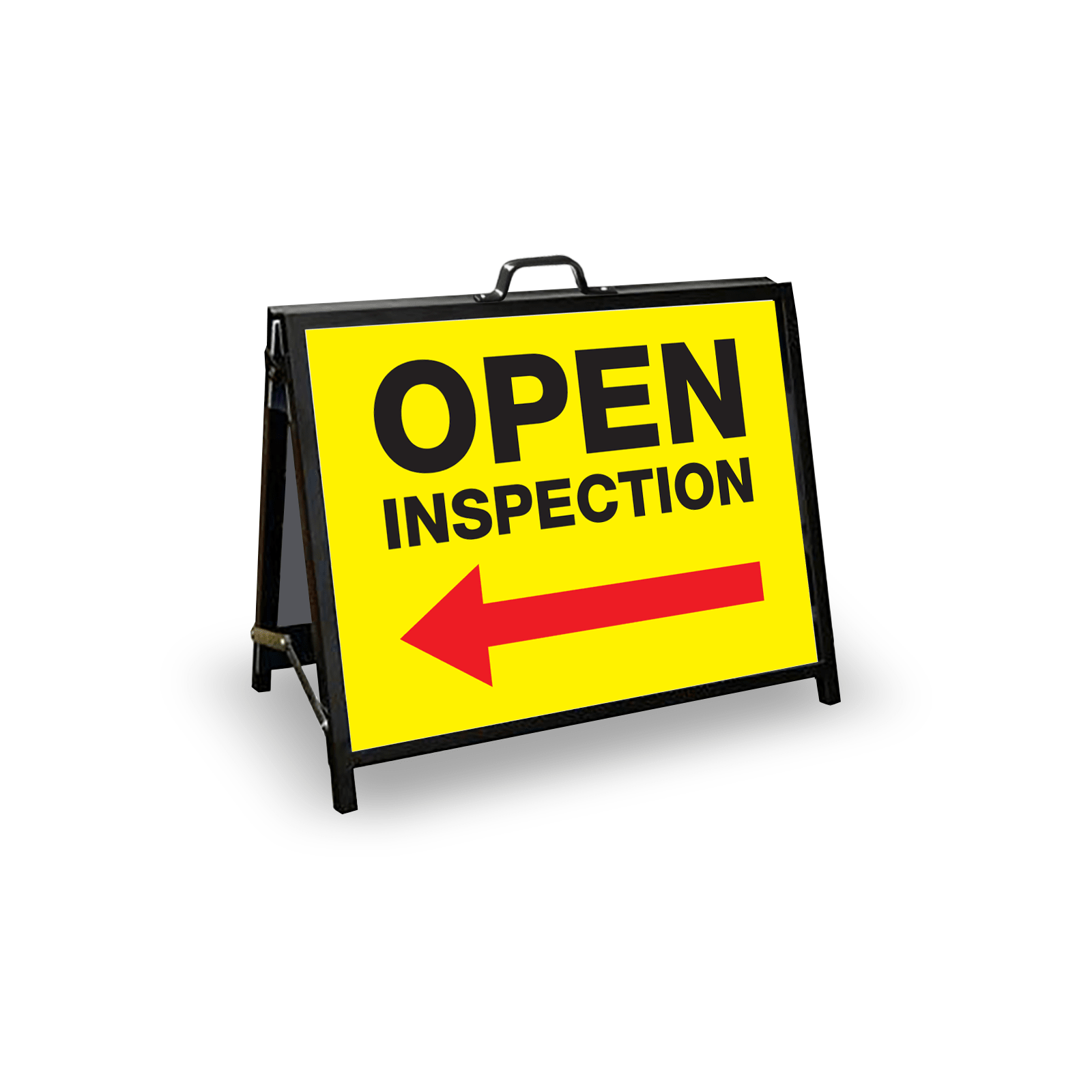 A - Frame Landscape Black - Open Inspection Left Arrow Corflute Inserts - New Signs