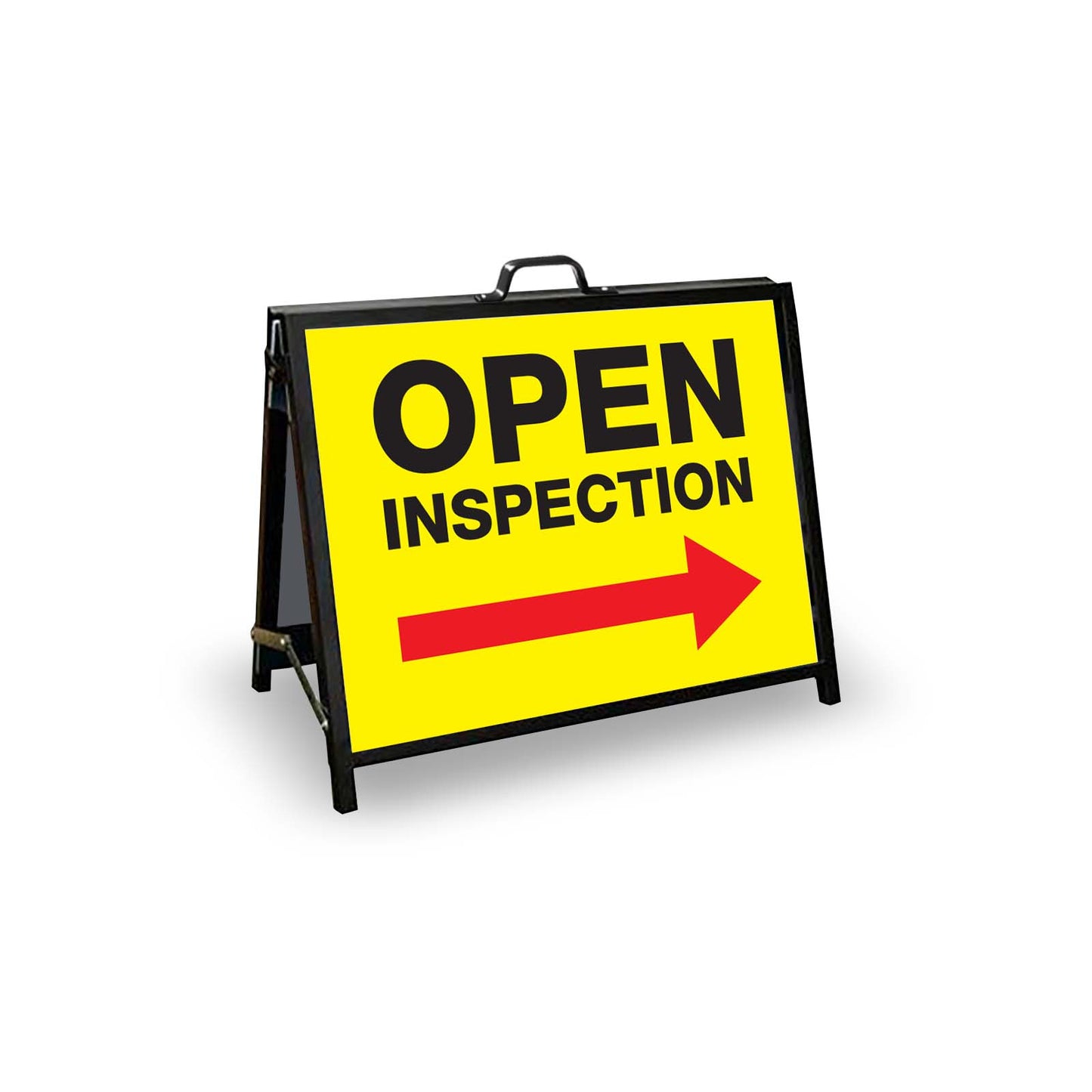 A - Frame Landscape Black - Open Inspection Right Arrow Corflute Inserts - New Signs