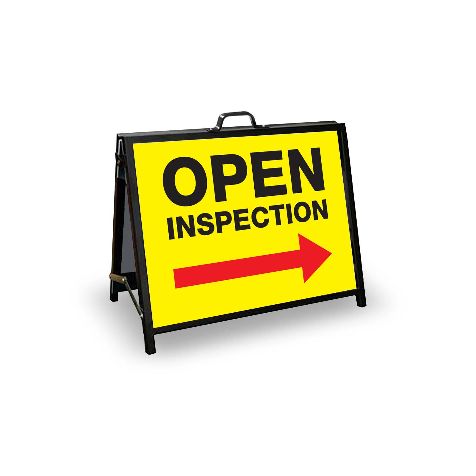 A - Frame Landscape Black - Open Inspection Right Arrow Corflute Inserts - New Signs