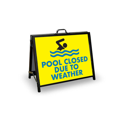 A - Frame Landscape Black - Pool Closed Due To Weather Corflute Inserts - New Signs