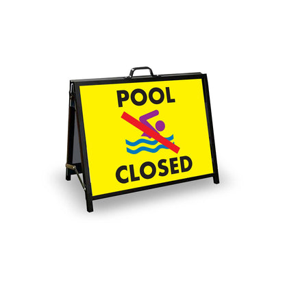 A - Frame Landscape Black - Pool Closed Symbol Corflute Inserts - New Signs